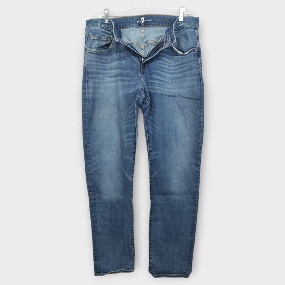 Mens 7 For All Mankind THE STRAIGHT Blue Jeans Size 34 - Picture 4 of 6
